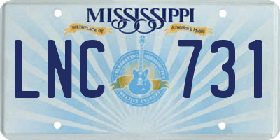 MS license plate LNC731