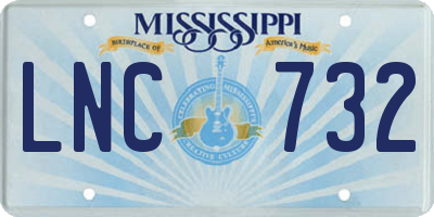 MS license plate LNC732