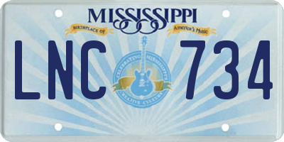 MS license plate LNC734