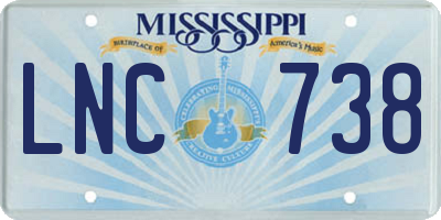 MS license plate LNC738