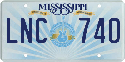 MS license plate LNC740