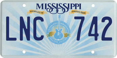 MS license plate LNC742
