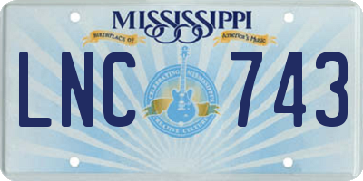 MS license plate LNC743