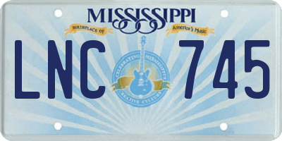 MS license plate LNC745