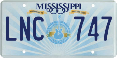 MS license plate LNC747