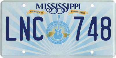 MS license plate LNC748