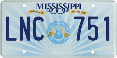 MS license plate LNC751