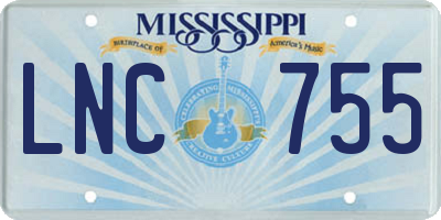 MS license plate LNC755