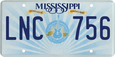 MS license plate LNC756