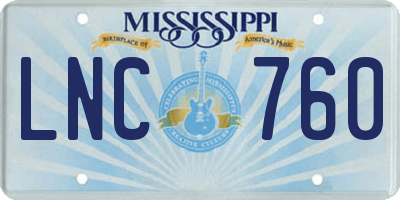 MS license plate LNC760