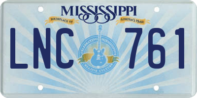 MS license plate LNC761
