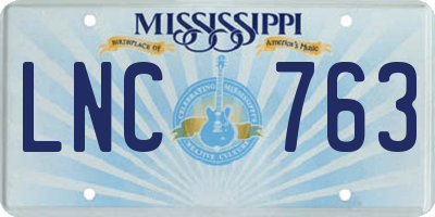 MS license plate LNC763