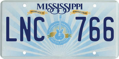MS license plate LNC766