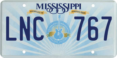 MS license plate LNC767