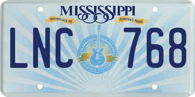 MS license plate LNC768