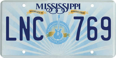 MS license plate LNC769