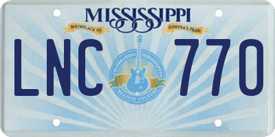 MS license plate LNC770