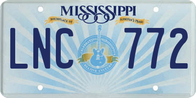 MS license plate LNC772