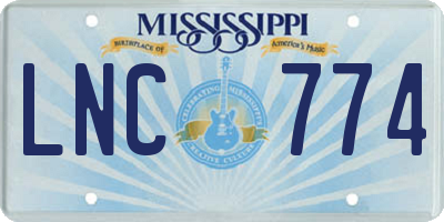 MS license plate LNC774