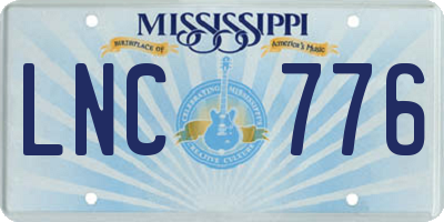 MS license plate LNC776