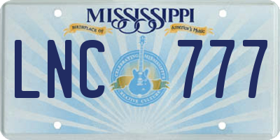 MS license plate LNC777