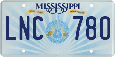 MS license plate LNC780
