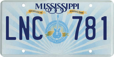 MS license plate LNC781