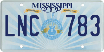 MS license plate LNC783