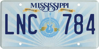 MS license plate LNC784