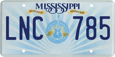 MS license plate LNC785