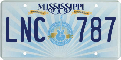 MS license plate LNC787