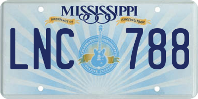 MS license plate LNC788