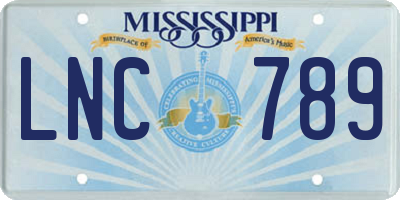 MS license plate LNC789