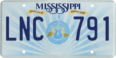 MS license plate LNC791