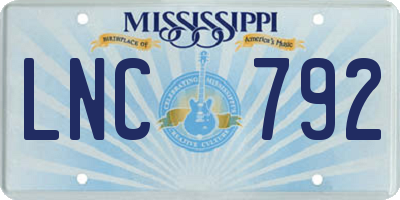 MS license plate LNC792