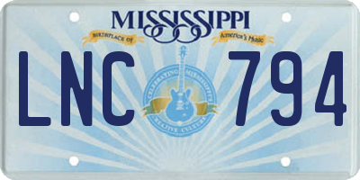 MS license plate LNC794
