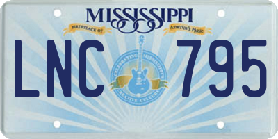 MS license plate LNC795