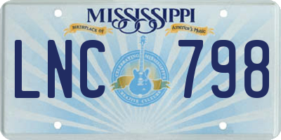 MS license plate LNC798