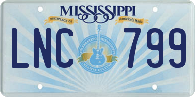 MS license plate LNC799
