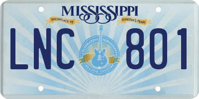 MS license plate LNC801