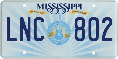 MS license plate LNC802