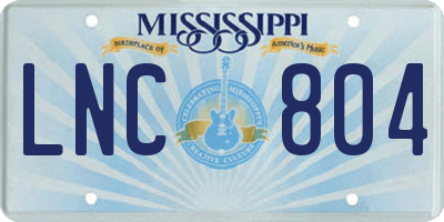 MS license plate LNC804