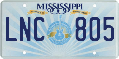 MS license plate LNC805