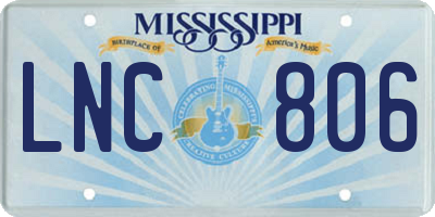 MS license plate LNC806