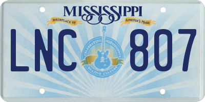 MS license plate LNC807