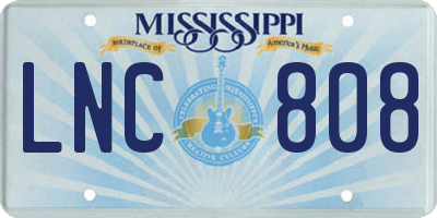 MS license plate LNC808