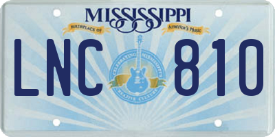 MS license plate LNC810