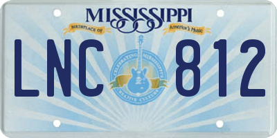 MS license plate LNC812