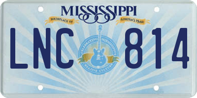 MS license plate LNC814
