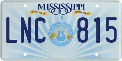 MS license plate LNC815